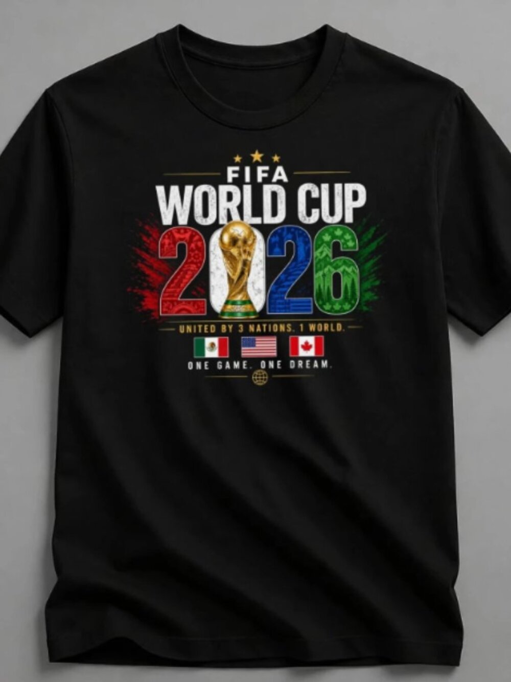 FIFA World Cup 2026 Soccer Graphic Tee USA Canada Mexico Football Shirt